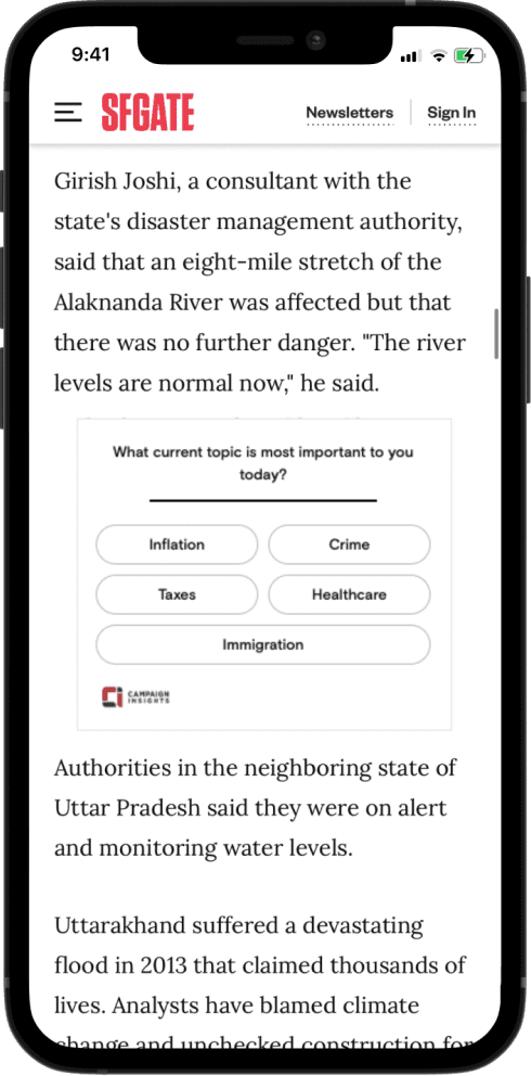 screenshot of campaign insights